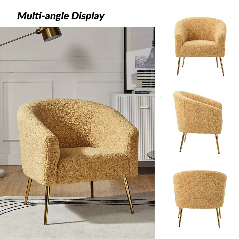 Rovigo Modern Upholstered Living Room Accent Barrel Chair with Metal Legs by HULALA HOME