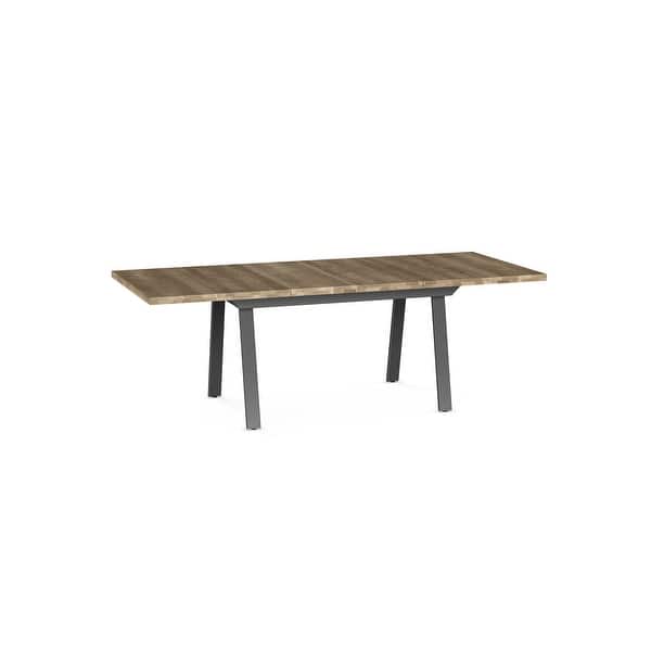 slide 2 of 10, Amisco Kane Extendable Dining Table with Distressed Wood Top Beige Wood / Matt Dark Grey Metal
