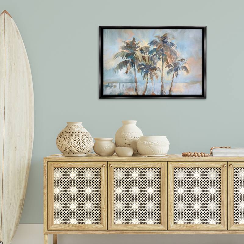 Stupell Cool Palm Trees Sunrise Framed Floater Canvas Wall Art Design By Ramona Murdock