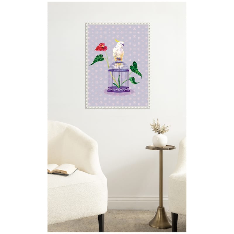 Kate and Laurel Cockatoo and Anthuriums by Lucia Gianello Framed Canvas Wall Art Print