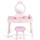 preview thumbnail 11 of 16, Gymax Kids Vanity Makeup Table & Chair Set Make Up Stool Play Set for