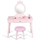 preview thumbnail 2 of 16, Gymax Kids Vanity Makeup Table & Chair Set Make Up Stool Play Set for