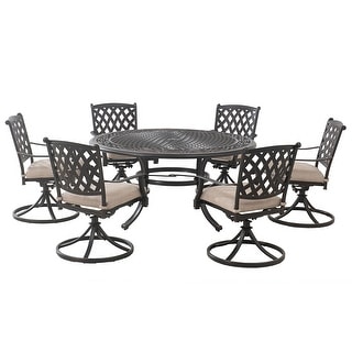 Sunjoy Cahill 7 Piece Deep Seating Set with Beige Cushion