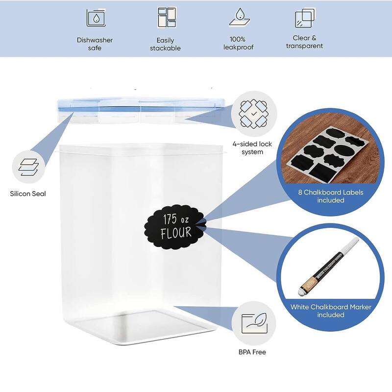 Food Storage Containers - Pantry Organization and Storage Great for Flour,Baking Supplies Airtight Kitchen Bulk Food Canisters