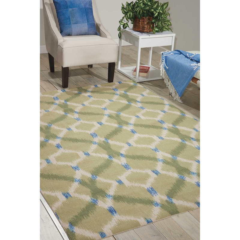 Naples Trellis Ikat Aegean Indoor/ Outdoor Area Rug by Havenside Home