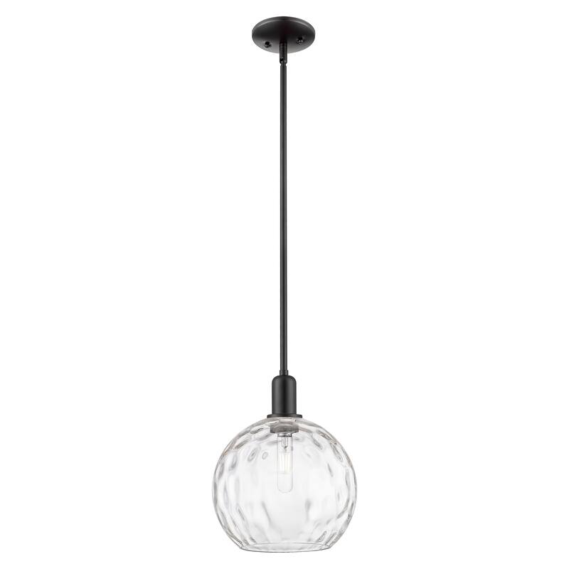 Innovations Lighting Endless Possibilities Arcadia - Athens Water Glass - 1 Light 10" Stem Hung Mini Pendant - Clear Water Glass/Matte Black