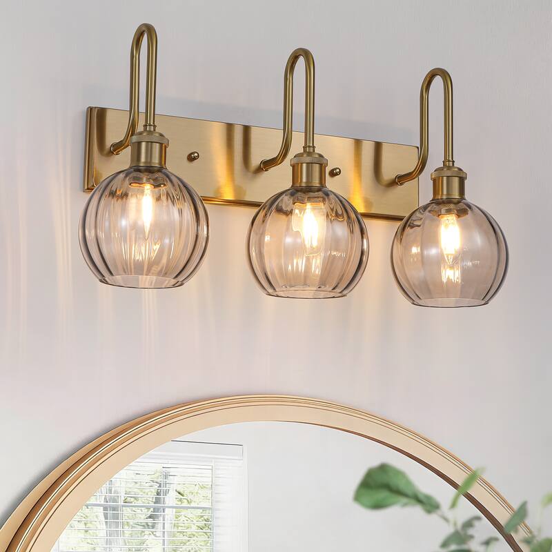 3-Light Dimmable Bathroom Vanity Light - Brushed Gold