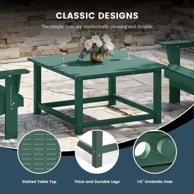 Laguna Outdoor Poly Adirondack 31" Square Coffee Table