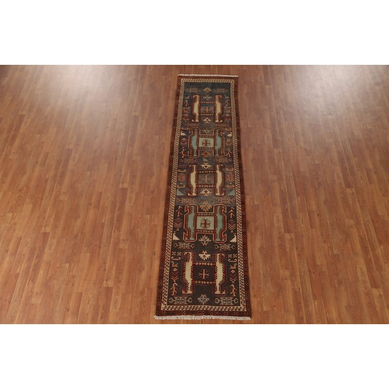 Tribal Ardebil Persian Vintage Runner Rug Handmade Wool Carpet - 2'5" x 9'6"