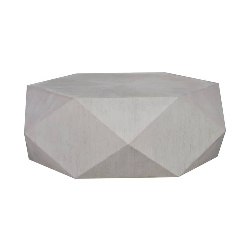 HomeRoots 50" Gray Wood Hexagon Distressed Block Coffee Table - 50.00 in. x 17.00 in. x 43.00 in.