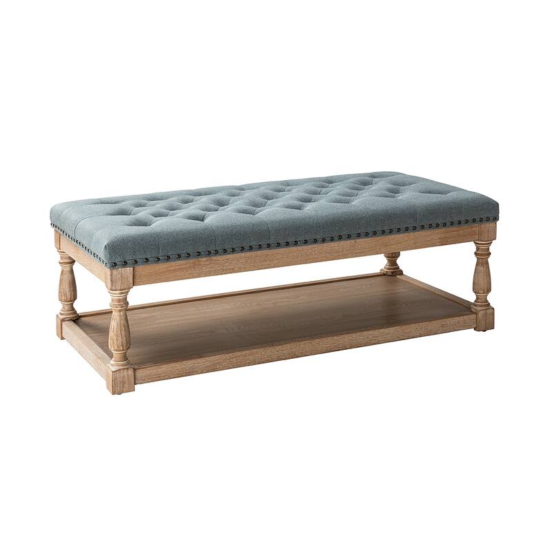 Conelius Upholstered Traditional Rectangular Cocktail Ottoman with a Tray by HULALA HOME