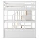 preview thumbnail 13 of 11, Natural+White Full Solid Wood Loft Bed with Desk & Drawers