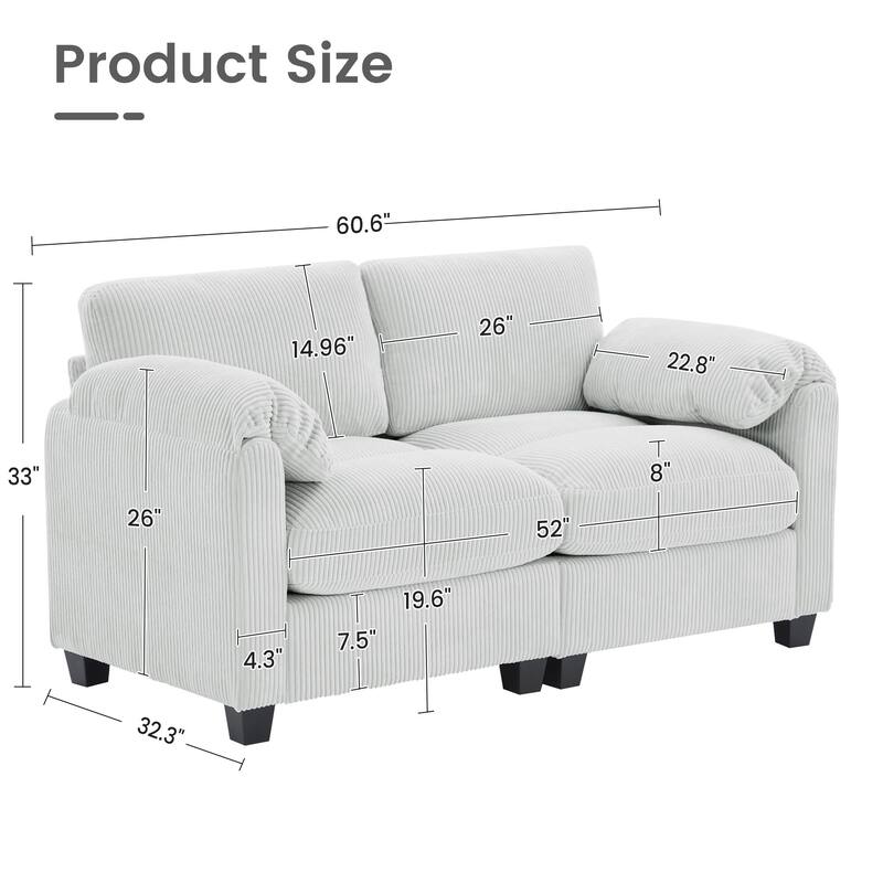 Corduroy Loveseats, Soft, Comfortable & Pet-Friendly