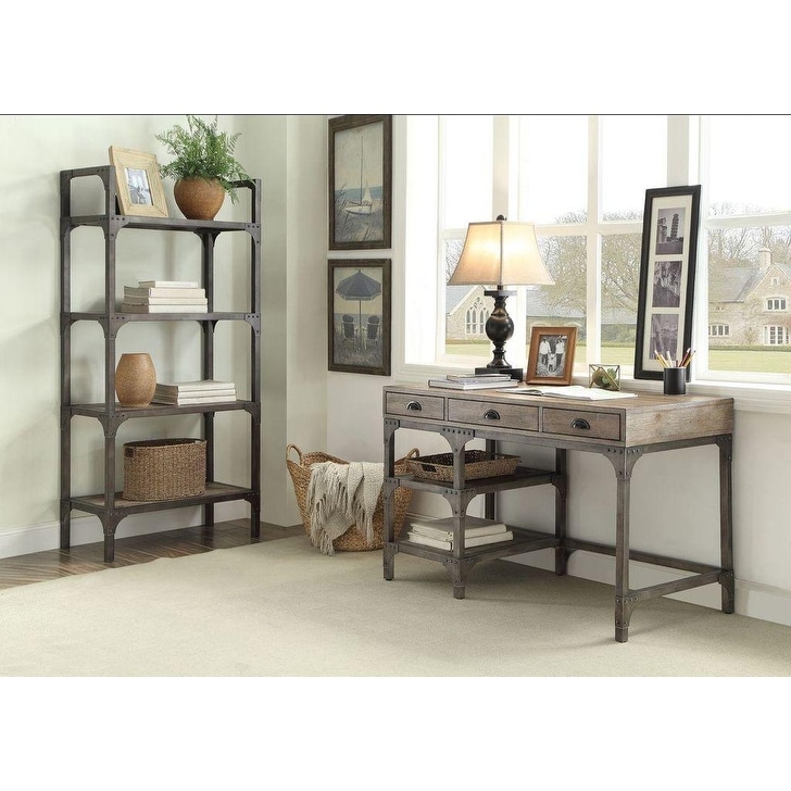 Acme Furniture Gorden Weathered Oak and Antique Silver Desk