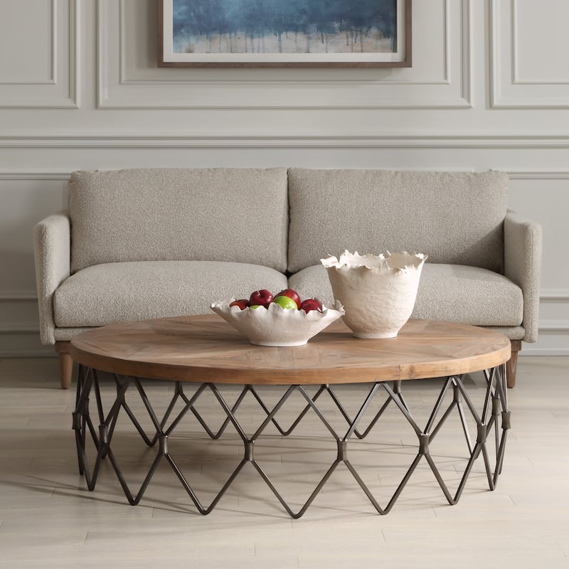 Uttermost 22998 Chain Reaction 54" Wide Iron and Wood Coffee Table