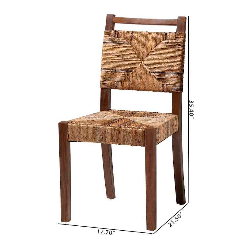 Cordoba Bohemian Natural Seagrass and Mahogany Wood 2-Piece Dining Chair