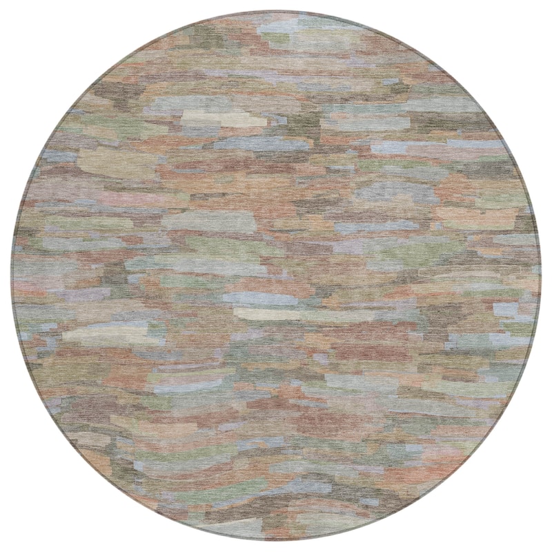 Machine Washable Indoor/ Outdoor Abstract Rock Chantille Rug