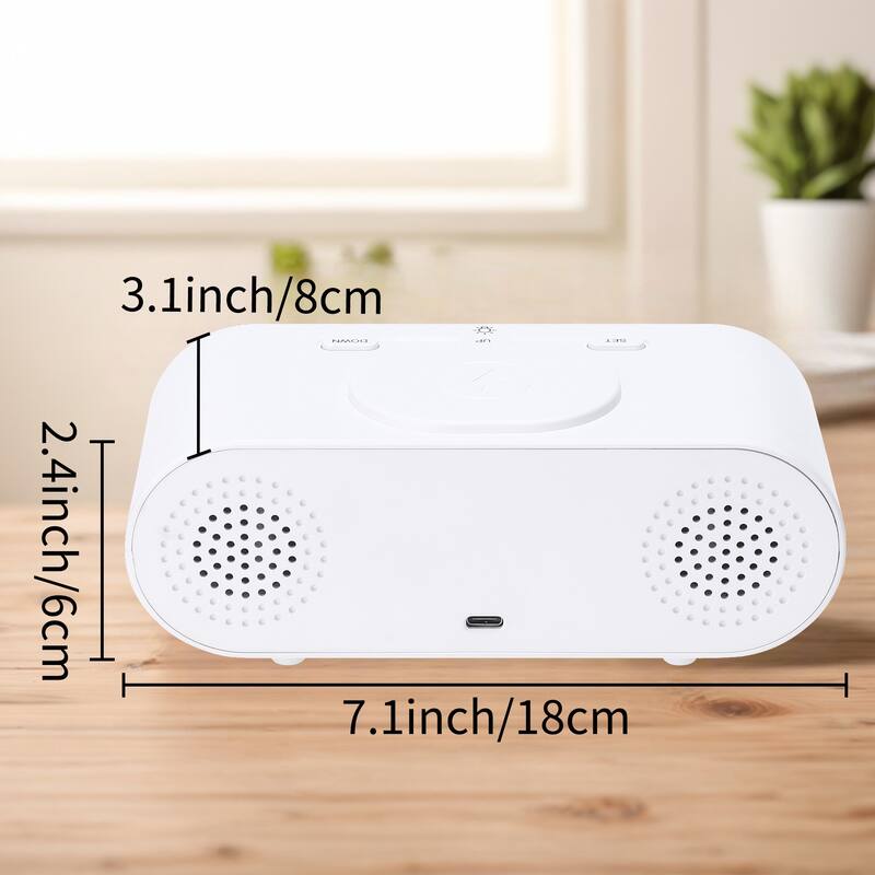 Oval Alarm Clock with Nightlight, Dimmable, 12/24H,USB Port, Wireless Charging, Decorate for Bedroom 7.1 x 3.1 x 2.4 inch
