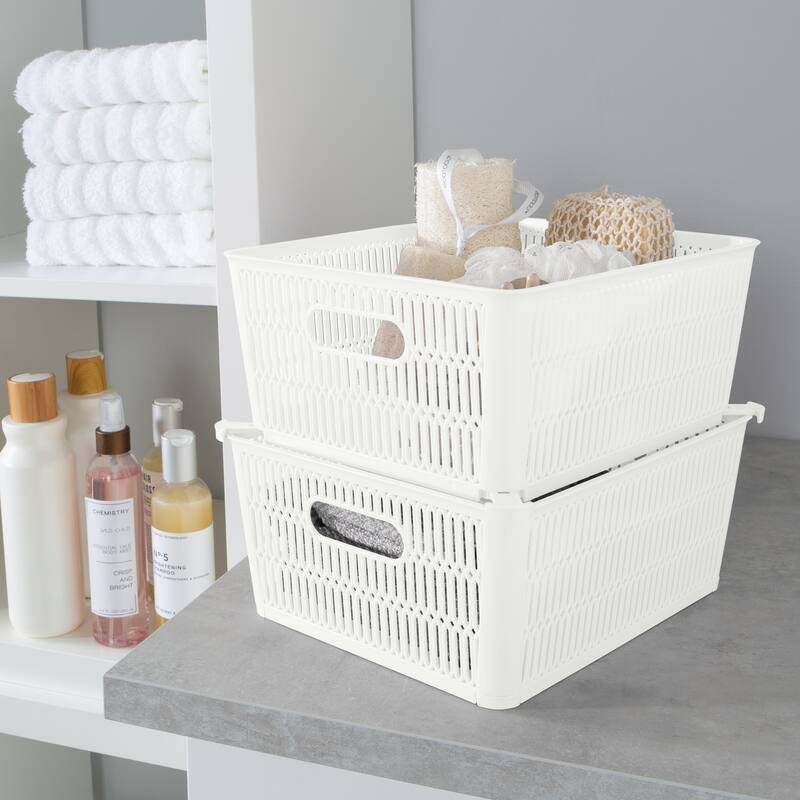 Simplify 4 Pack Slide 2 Stack It Storage Tote Baskets