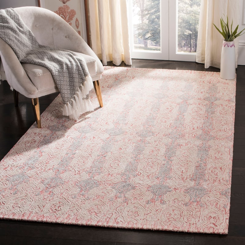 SAFAVIEH Handmade Glamour Mehrangiz Modern Viscose Rug - 6' x 9' - Light Pink/Ivory