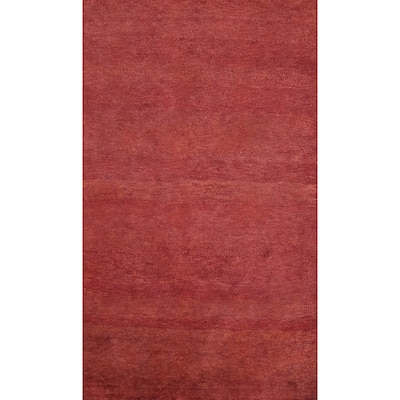 Hand Knotted Oriental 100% Wool Carpet Modern Solid Red Gabbeh Area Rug - 6' 0'' X 4' 0''