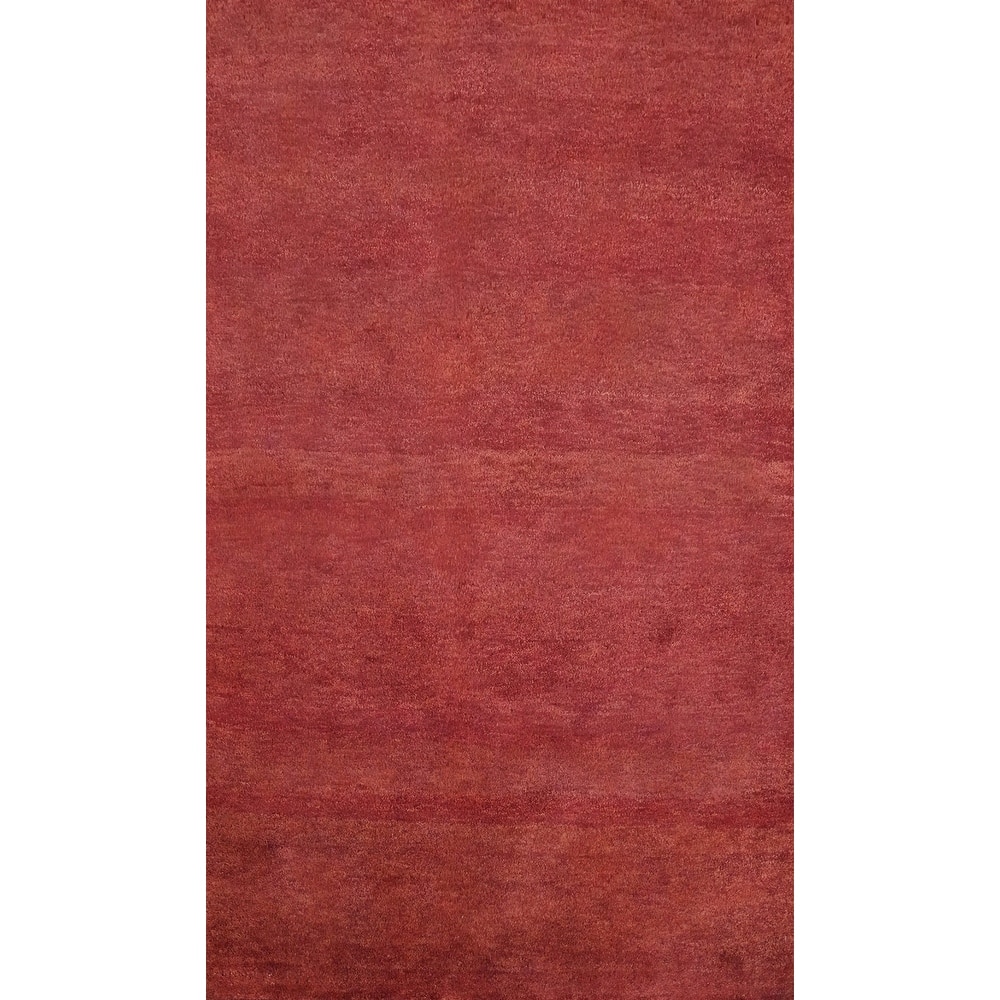 Hand Knotted Oriental 100% Wool Carpet Modern Solid Red Gabbeh Area Rug - 6' 0'' X 4' 0''