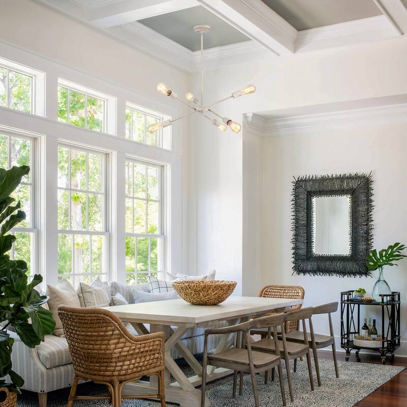 Modern 6-Light Sputnik Linear Chandelier, Modern Sputnik Sphere Chandelier for Dining Room Living Room Bedroom Kitchen