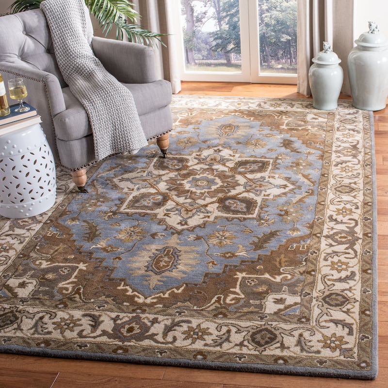SAFAVIEH Handmade Royalty Chyna Traditional Oriental Wool Rug - 4' x 6' - Light Blue/Beige