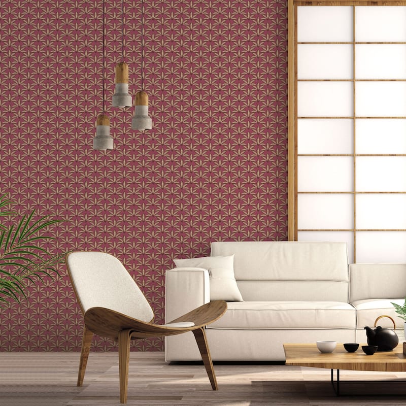 Galerie Wallcoverings Into The Wild Leaf Motif Non-woven Metallic Wallpaper Roll