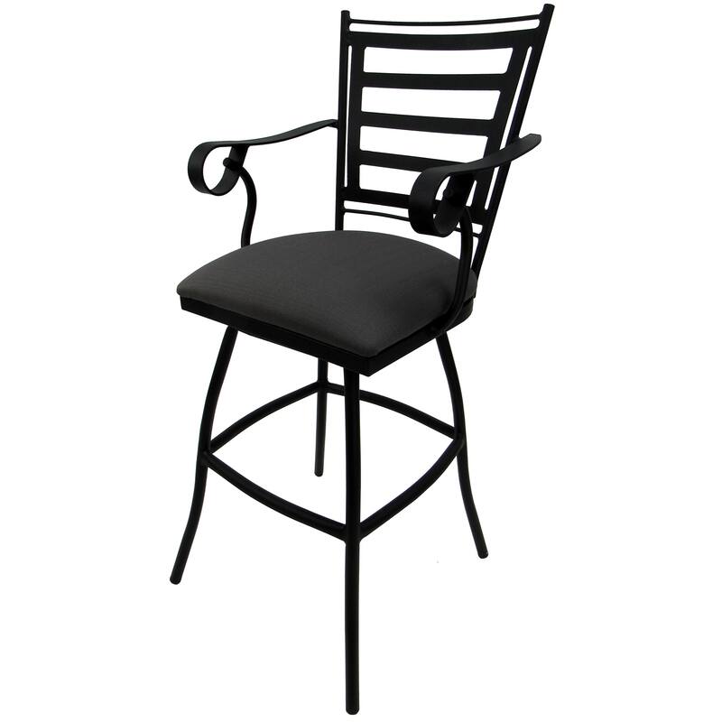 Outdoor Patio Bar Pub Set - 30" Jenna Stools - Black Frame - 36" Table
