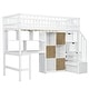 preview thumbnail 24 of 32, Solid Wood Twin Size Loft Bed w/ Built-in Desk, High LED Loft Bed w/Storage Shelves, Cabinets & Staircase, Full-Length Guardrail