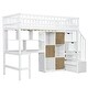 preview thumbnail 7 of 24, Twin Size Loft Bed with Built-in Desk and Shelves, Kids Teens Storage Bed Frame with Cabinets and Staircase