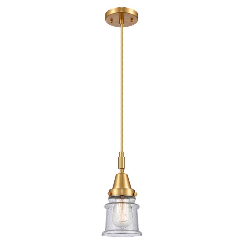 Innovations Lighting Downtown Urban - Caden Canton - 1 Light 5" Cord Hung Mini Pendant - Satin Gold/Seedy Shade