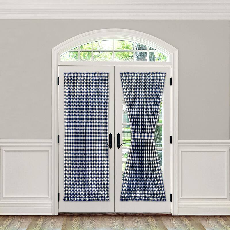 Buffalo Check Rod Pocket Door Panel and Tieback - 54x72 - Navy