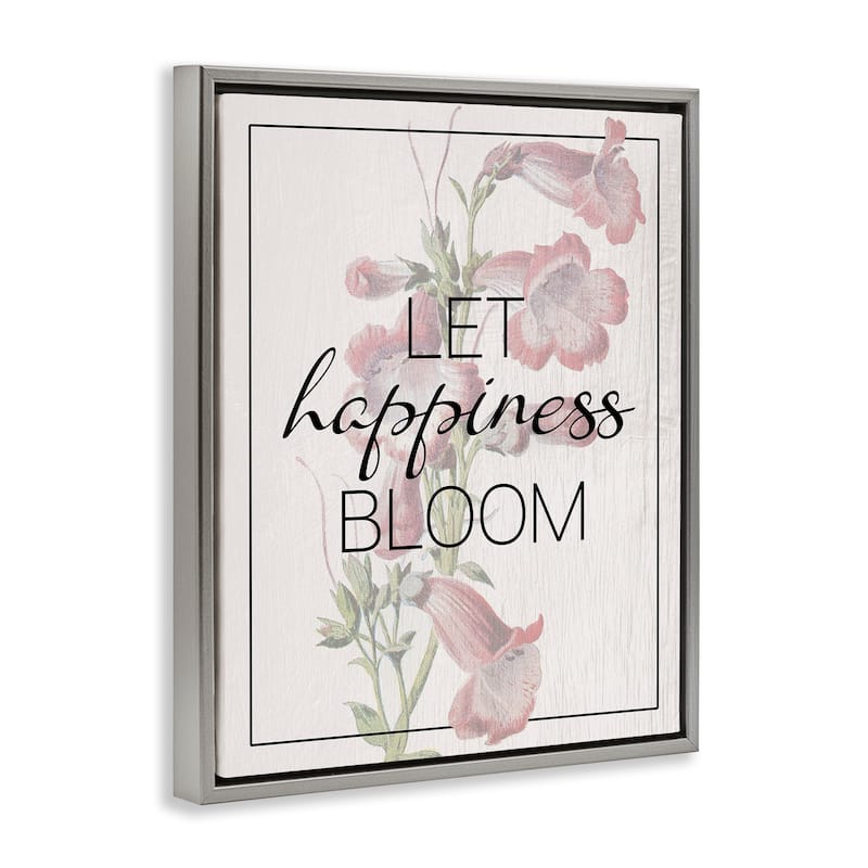 Stupell Vintage Let Happiness Bloom Framed Floater Canvas Wall Art Design By Lil' Rue