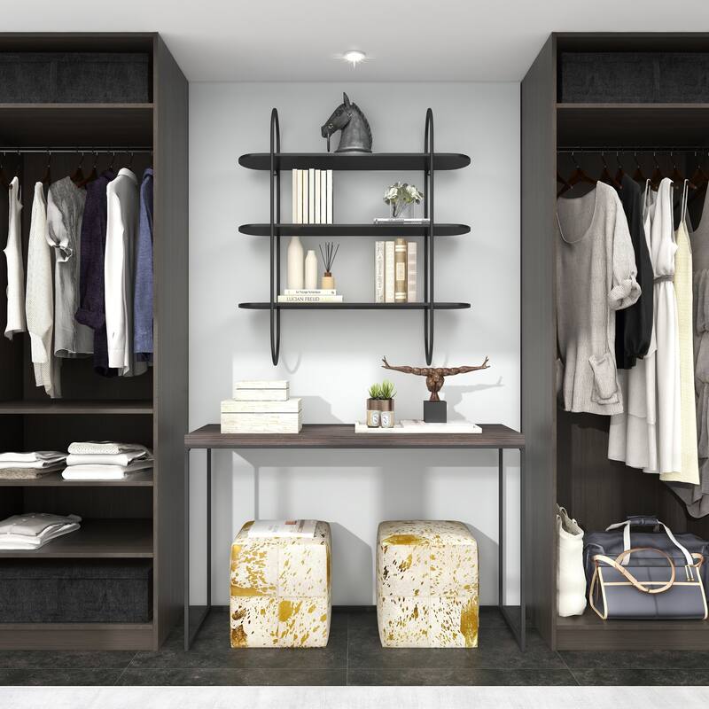 Black Metal Oval 3 Shelf Wall Shelf