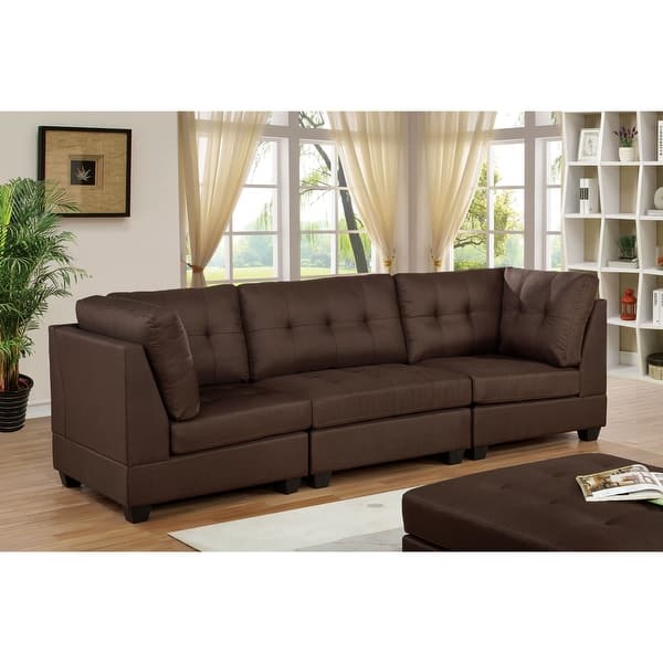 slide 1 of 4, Furniture of America Fini Traditional Brown Fabric Tufted Sofa