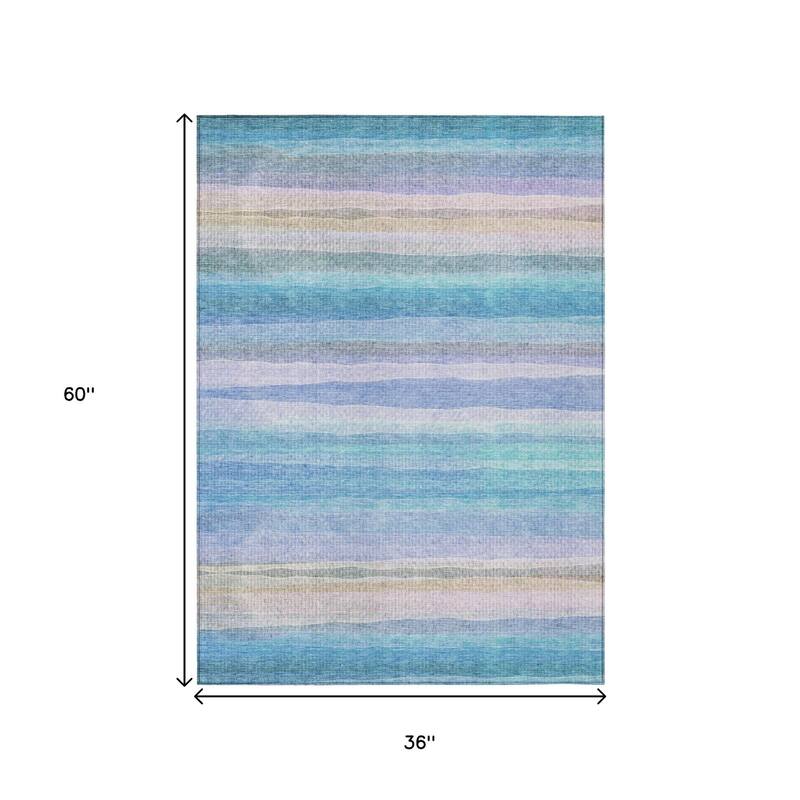 HomeRoots Striped Transitional Rectangle Outdoor Rug