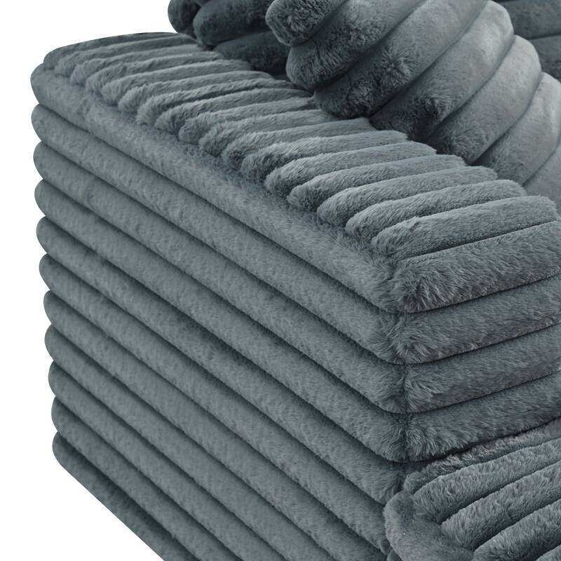 Sofa Bed Napping Daybed Fluffy Corduroy Upholstered Cloud Couch with Throw Pillows