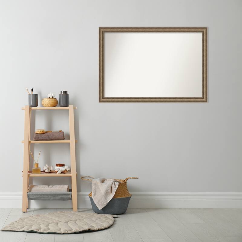 Angled Non-Beveled Wood Framed Bathroom Vanity Wall Mirror