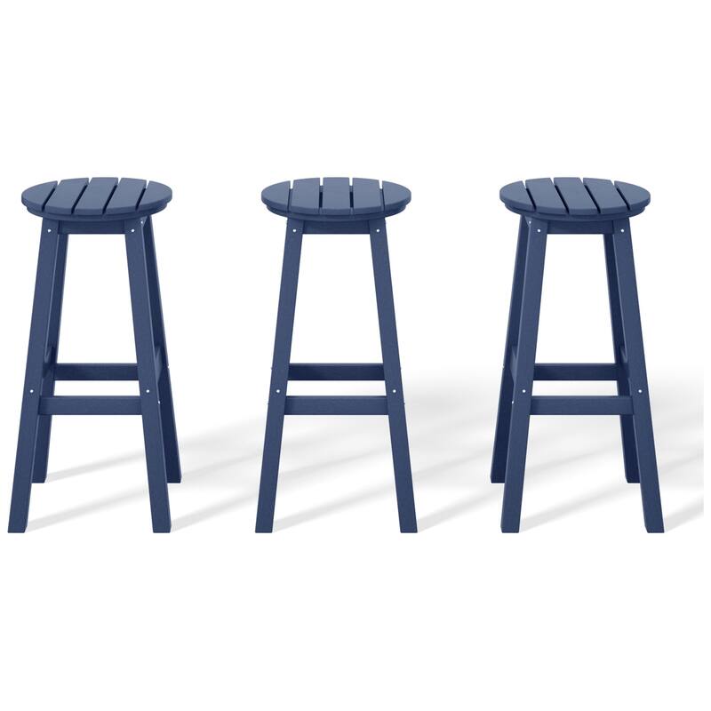 Laguna Hdpe All Weather Outdoor Patio 29" Round Bar Stool (Set Of 3)