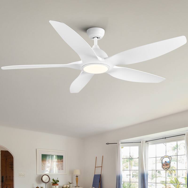 Ceiling Fan with LED Light, 6-Speed Remote Control Reversible Fan with 3-Color Light Settings & Downrod Mount