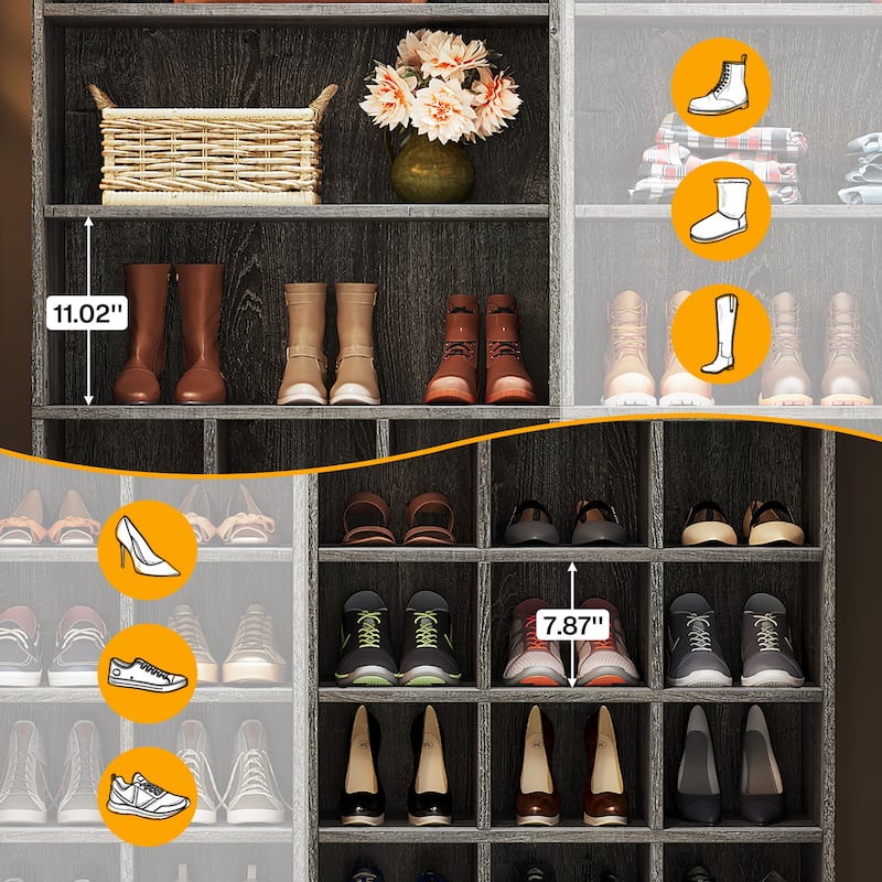 Modern Shoe Storage Cabinet with Shelves, 24 Pair Freestanding Shoe Rack Storage Organizer for Hallway Bedroom Entryway