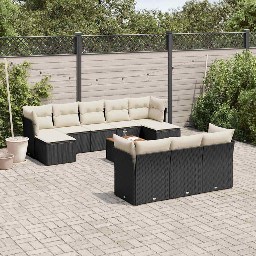 vidaXL Garden Sofa Set Black frame, cream white cushions - 21.7 x 21.7 x 14.6