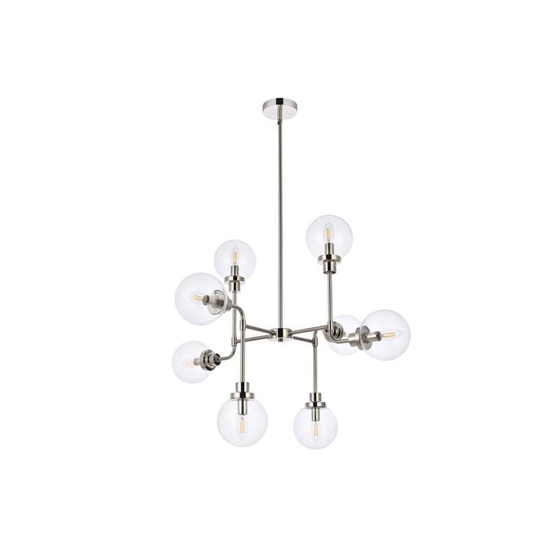 Hope 8 Light Pendant in with clear shade - 36 Inch