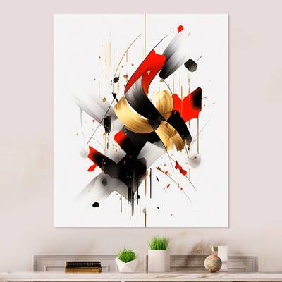Designart "Red Black Abstract Dreamscape III" Abstract Shapes Metal Art Print
