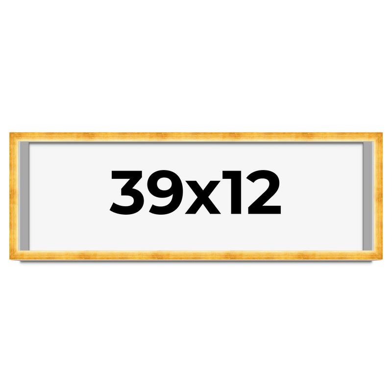 39x12 Shadow Box Frame Gold | 1.625 Inches Deep Real Wood Traditional