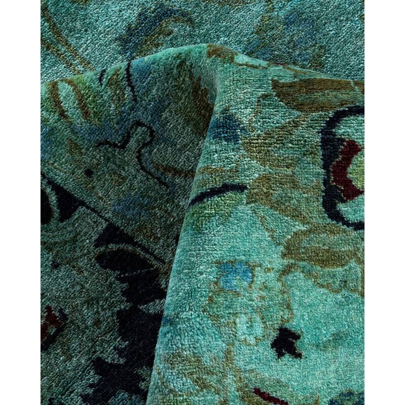 Fine Vibrance One-of-a-Kind Hand-Knotted Area Rug - Green, 4' 8" x 7' 5" - 4' 8" x 7' 5"