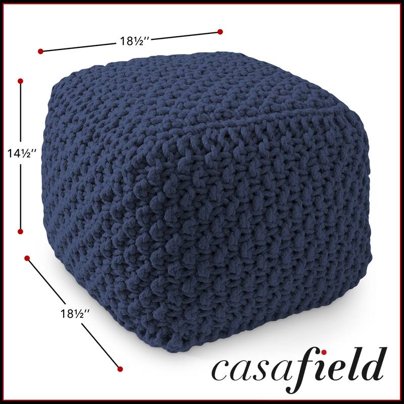 Cotton Pouf Ottomans Knit Foot Stool Pouffes for Living Room
