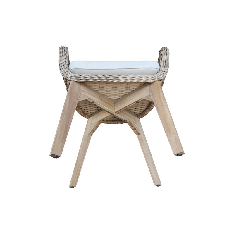 Outdoor Set of Two Wicker Dining Chairs with Cusions